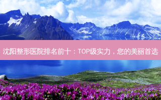 沈阳整形医院排名前十：TOP级实力，您的美丽首选