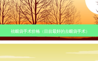 祛眼袋手术价格（目前 *** 的去眼袋手术）