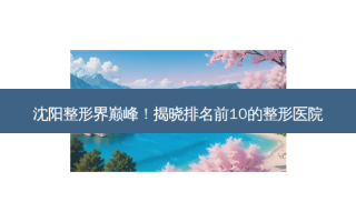 沈阳整形界巅峰！揭晓排名前10的整形医院