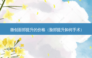 微创面部提升的价格（脸部提升如何手术）