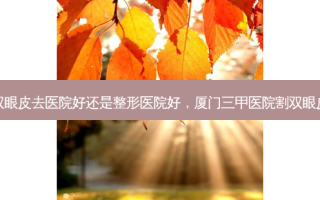 厦门割双眼皮去医院好还是整形医院好，厦门三甲医院割双眼皮多少钱