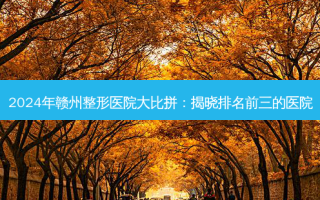 2024年赣州整形医院大比拼：揭晓排名前三的医院