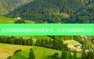 东方和谐脂肪移植专科更专业，东方和谐吸脂怎么样