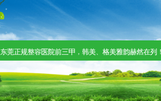 东莞正规整容医院前三甲，韩美、格美雅韵赫然在列！