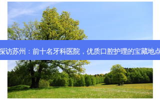 探访苏州：前十名牙科医院，优质口腔护理的宝藏地点