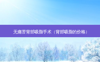  *** 背部吸脂手术（背部吸脂的价格）