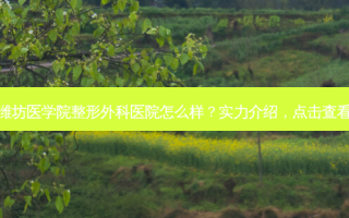 潍坊医学院整形外科医院怎么样？实力介绍，点击查看