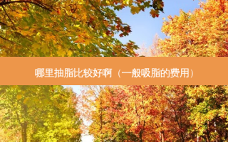 哪里抽脂比较好啊（一般吸脂的费用）