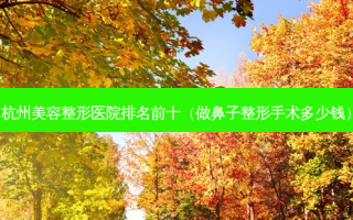 杭州美容整形医院排名前十（做鼻子整形手术多少钱）