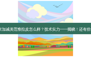 北京加减美范惟拉皮怎么样？技术实力一一揭晓！还有价格！