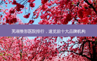 芜湖整形医院排行，速览前十大品牌机构
