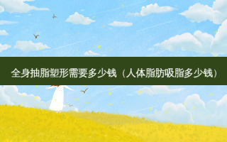 全身抽脂塑形需要多少钱（人体脂肪吸脂多少钱）