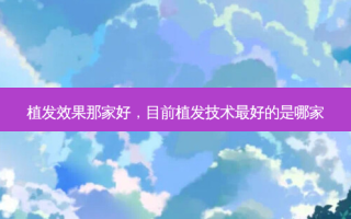 植发效果那家好，目前植发技术 *** 的是哪家