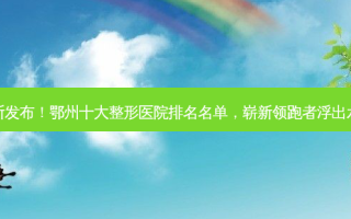 全新发布！鄂州十大整形医院排名名单，崭新领跑者浮出水面